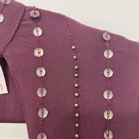 Free People Young Love Embellished Top Plum/Purple color size Small - Picture 8 of 11